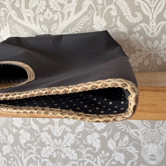 Kate Spade Made In Italy Vintage Handbag Nylon w/ Snake Skin Trim Polka Dot Int - Picture 13 of 17